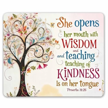 Smooffly Inspirational Christian Bible Verse Proberbs Quotes Mouse Pad She Opens Her Mouth with Wisdom and The Teaching of Kindness is on Her Tongue Mouse pad 95X79Inch
