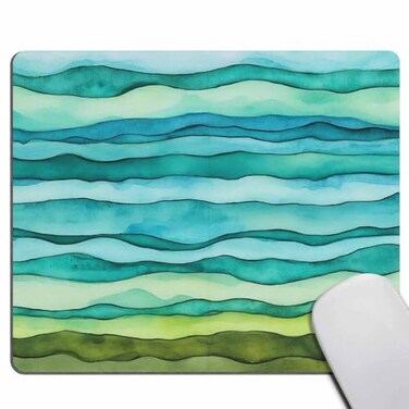 Smooffly Mouse pad Bright Blue and Green WavesWatercolor Wavy Texture Design Mousepad NonSlip Rubber Gaming Mouse Pad Rectangle Mouse Pads for Computers Laptop