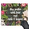 SSOIU Gaming Mouse Pad CustomStay Positive Work Hard and Make It Happen Inspirational Quotes Mouse pad Vintage Hand Drawn Floral Wreath Art on Rustic Wood White Quote