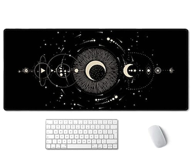 SSOIU Moon Phases Large Mouse Pad Full Desk XXL Extended Gaming Mouse Pad 355 X 157 Waterproof Desk Mat Stitched Edges NonSlip Laptop Computer Keyboard Mousepad for Office and Home