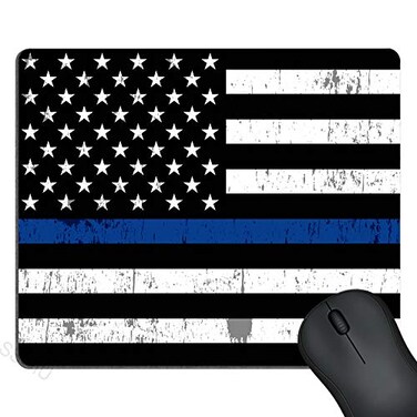 SSOIU Retro Thin Blue Line Flag Mouse PadUS Thin Blue Flag Mouse Pad
