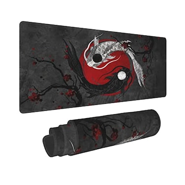 Yilad Japanese Yin and Yang Koi Carp Gaming Mouse Pad XL Non Slip Rubber Base Mousepad Stitched Edges Desk Pad Extended Large Mice Pad315 X 118 Inch