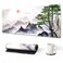 AIMSA Extended Gaming Mouse Pad XL Large Keyboard Mouse Mat Desk Pad with Stitched Edges Durable NonSlip Base Landscape Mousepad for Home Office 35x157inch Pine Tree Mountains