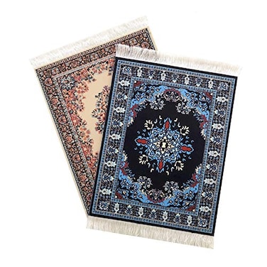 Wovenrugs 2Pack Oriental Rug Mouse Pads Mini Carpet Style Mousepads with Fringe NonSlip Rubber Base Aesthetic Desk Accessories for Office Home Inusitus