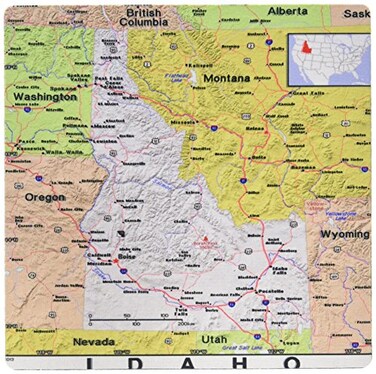 3dRose Print of Idaho Cities and State Map Mouse Pad mp1845871