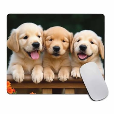 Amcove Cute Dogs Mouse pad Golden Retriever Dogs Puppies Mousepad Non Slip Rubber Gaming Mouse Pad Rectangle Mouse Pads for Computers Laptop