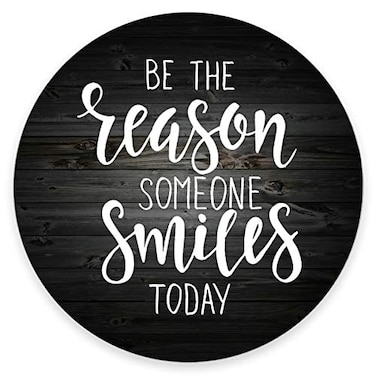Amcove Inspirational Quote Rustic Black Wood Mouse Pad Be The Reason Someone Smiles Today Positive Motivational Quotes White and Black Round Mouse Pads
