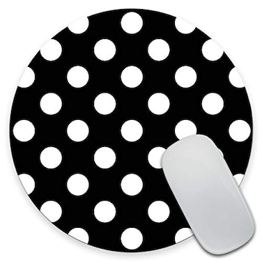 Amcove Polka Dots Mouse Pad 79 x 79 Inch Round Office Mouse Pad Personalized Desk Accessories NonSlip Wrist Support Black