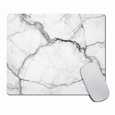 Amcove Rectangle Mouse Pad White Grey Marble Pattern Personalized Mouse Mat Office Desktop Decor Desk Accessories Mousepad