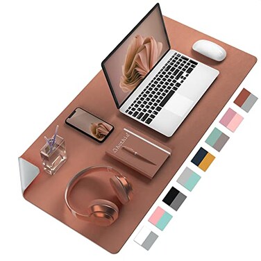 Aothia DoubleSided PU Leather Desk Pad NonSlip Large Mouse Pad Desk Mat for Office Home Waterproof Easy to Clean Durable DualSided SurfaceBrown 236 x 137