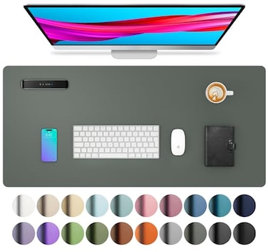 Aothia Leather Desk Pad Protector Large Mouse Pad Office Desk Mat NonSlip PU Leather Desk Blotter Laptop Desk Pad Waterproof Desk Writing Pad for Office and Home Jungle Green 236 x 137
