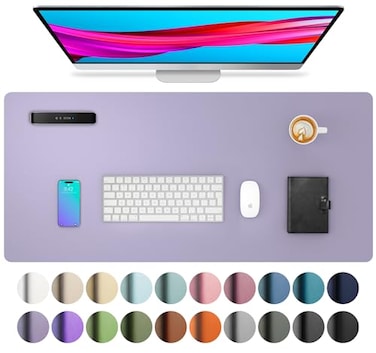 Aothia Leather Desk Pad Protector Mouse Pad Office Desk Mat NonSlip PU Leather Desk Blotter Laptop Desk Pad Waterproof Desk Writing Pad for Office and Home 315 x 157 Lavender