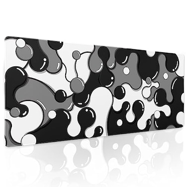 aportt Black White Grey Mouse Pad XL Anime Cool Geometric Japanese Extended Desk Mat 80X30cm NonSlip Rubber Base Stitched Edge Large Mousepad for Desk Gaming Laptop Desktop315118 Inch