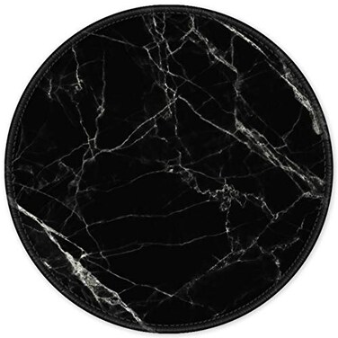 Auhoahsil Mouse Pad Round Marble Theme AntiSlip Rubber Mousepad with Stitched Edges for Gaming Office Laptop Computer Men Women Kids Cute Custom Design Mouse Mat 87 x 87 in Pretty Black Marble