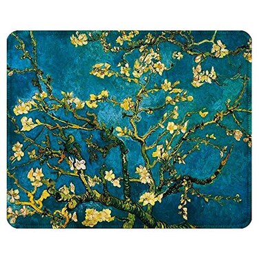 BOSOBO Mouse Pad Art Design Blossoming Almond Tree Mouse Mat Anti Slip Floral Mousepad for Desktop Computer PC and Laptops Customized Mouse Pad for Office and Home Rectangle 102 x 83 Inch