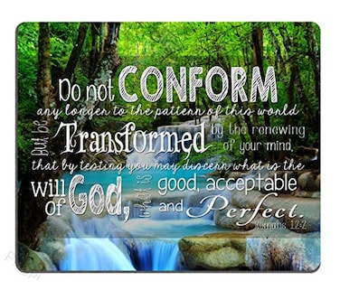 pingpi Christian Inspirational Quotes Bible Verses Scripture Mouse Pad Do not Conform Any Longer to The Ways of This World but be Transformed by The Renewal of Your Mind