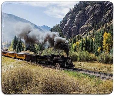 dealzEpic Art Mousepad Natural Rubber Mouse Pad Printed with Steam Locomotive Train with Smoke Stitched Edges 95x79 inches