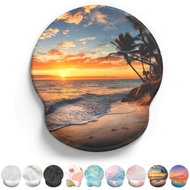 eulps Mouse Pad with Wrist Rest Comfortable Computer Mousepad with Gel Wrist Support Smooth Surface and NonSlip PU Base for Pain Relief Laptop Office Home Sunset