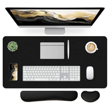 Bloss Leather Desk Pad Black Desk Mat NonSlip Desk Protector Mat Leather Desk Blotter Computer Desk Pad Waterproof Desk Mat for Home Office and Decor315157 Inches