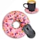 LOWORO Round Mouse Pad with Coasters Set Strawberry Pink Donut with Sprinkles Design Mouse Pad NonSlip Rubber Mousepad Office Accessories Desk Decor Mouse Pads for Computers Laptop