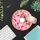 LOWORO Round Mouse Pad with Coasters Set Strawberry Pink Donut with Sprinkles Design Mouse Pad NonSlip Rubber Mousepad Office Accessories Desk Decor Mouse Pads for Computers Laptop