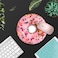LOWORO Round Mouse Pad with Coasters Set Strawberry Pink Donut with Sprinkles Design Mouse Pad NonSlip Rubber Mousepad Office Accessories Desk Decor Mouse Pads for Computers Laptop