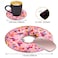 LOWORO Round Mouse Pad with Coasters Set Strawberry Pink Donut with Sprinkles Design Mouse Pad NonSlip Rubber Mousepad Office Accessories Desk Decor Mouse Pads for Computers Laptop
