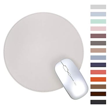 MAYIWO Round Mouse PadNonSlip Mouse Mat with Premium Stitched EdgeWaterproof Thickened PVC Leather Mouse Pad for Office WorkHomeDecor866Gray1 Pack