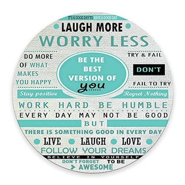 pingpi Motivational Quote Mousepad Inspirational Quotes Mouse Pad Custom Design Laugh More Worry Less Dont Forget to Be Awesome 787 X 787 Inch 200mmX200mmX3mm