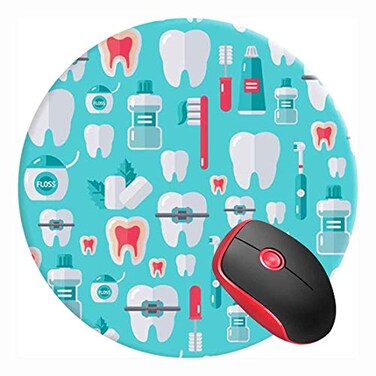 SUFPMP Mouse Pad Dentist Round Mousepad NonSlip Rubber Base Mouse Mat for Laptop and Computer