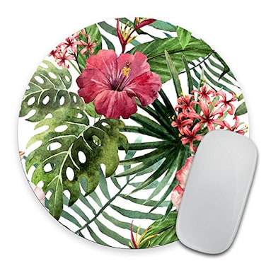 pingpi Mouse Pad Mousepad Tropical Leaves Print Mouse Mat Mouse Pad Office Mousemat Round Mousemat Hawaii Hawaiian Tropical Palm Print Mousepad