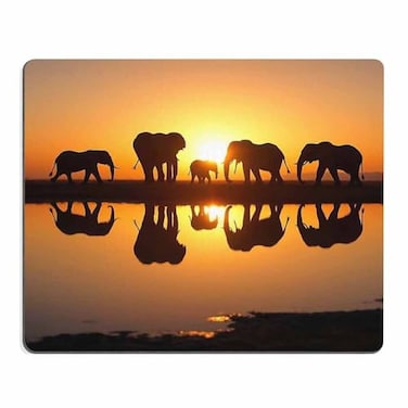 Mugod Elephant Mouse Pad Sunset Five Elephant Walking on The River Beautiful Scenery Mouse Mat NonSlip Rubber Base Mousepad for Computer Laptop PC Gaming Working Office Home 95x79 Inch
