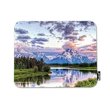 Mugod Mountain Nature Mouse Pad Grand Snowy Mountains Lake Tree Landscape Green Blue Mouse Mat NonSlip Rubber Base Mousepad for Computer Laptop PC Gaming Working Office Home 95x79 Inch