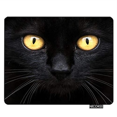 Nicokee NICOKEE Cat Rectangle Gaming Mousepad the Black Cat in the Dark Mouse Pad Mouse Mat for Computer Desk Laptop Office 95 X 79 Inch NonSlip Rubber