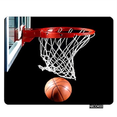 Nicokee NICOKEE Sport Rectangle Gaming Mousepad Basketball with Hoop Sport Black Mouse Pad Mouse Mat for Computer Desk Laptop Office 95 X 79 Inch NonSlip Rubber