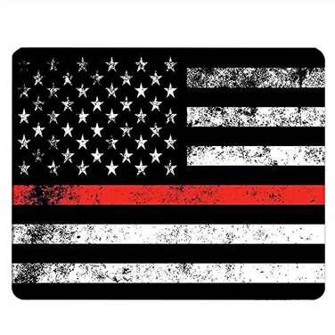 Nicokee NICOKEE US Flag Rectangle Gaming Mousepad Fire Fighter Thin Red Line Flag Mouse Pad Mouse Mat for Computer Desk Laptop Office 95 X 79 Inch NonSlip Rubber