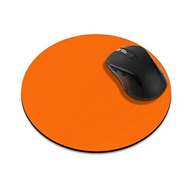 FINCIBO NonSlip Round Mousepad Solid Orange Mouse Pad for Home Office and Gaming Desk
