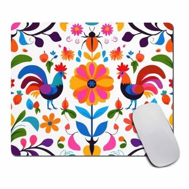 pingpi Otomi Print Mouse Pad Colorful Multicolored Animals Flowers Mousepad