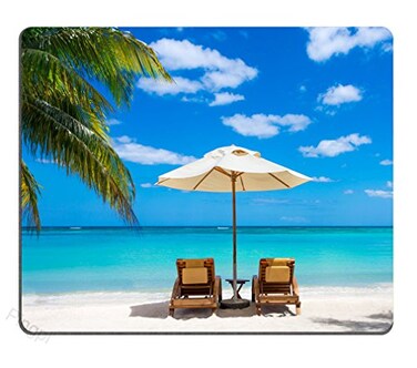 pingpi Idyllic White Beach in Front of The Turquoise Tropical sea Mouse pad Gaming Mouse pad Mousepad Nonslip Rubber Backing