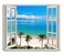 pingpi Mouse Pad Palm Trees Tropical Island Beach Nature Paradise Panoramic Picture Through Wooden Windows Scene Custom Design 95 X 79 Inch 240mmX200mmX3mm