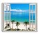 pingpi Mouse Pad Palm Trees Tropical Island Beach Nature Paradise Panoramic Picture Through Wooden Windows Scene Custom Design 95 X 79 Inch 240mmX200mmX3mm