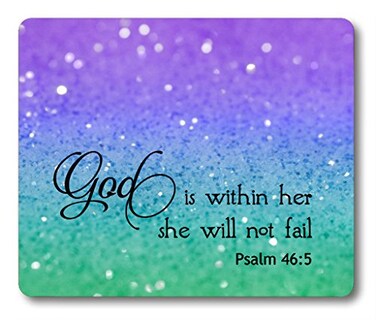 pingpi Psalm 465 God is Within HerShe Will not Fall Bible Verse Mouse Pad Purple Green