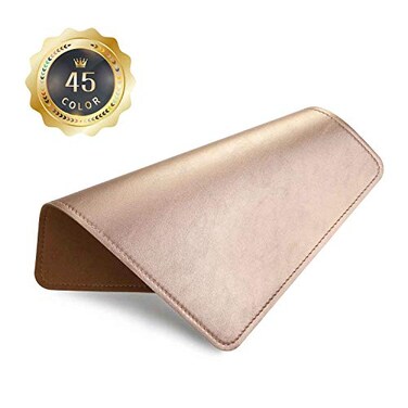 Besezx PU Leather Mouse Pad With Stitched Edge MicroFiber Base NonSlip Waterproof for Computers Laptop 8x11 Inch Champagne Gold