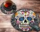YAKAIER Round Mouse Pad and Coasters Set Sugar Skull Mousepad NonSlip Rubber Round Mouse Pad Customized Mouse Mat for Working and Gaming