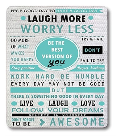 Smooffly Mouse Pad Custom Design Inspirational Quotes Laugh More Worry Less Dont Forget to Be Awesome95 X 79 Inch 240mmX200mmX3mm