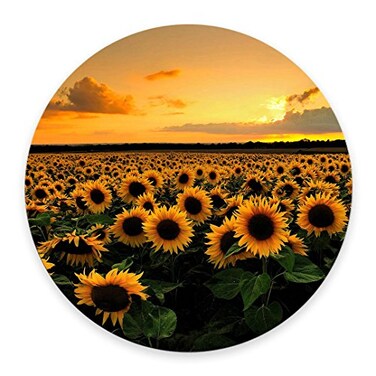 pingpi Sunflower Floral Circle Round Rubber Mousepad