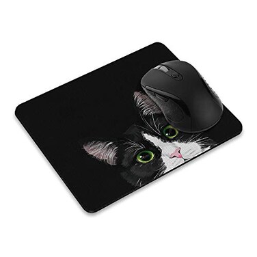 WIRESTER NonSlip Rectangle Mousepad Black White Tuxedo Cat Mouse Pad for Home Office and Gaming Desk