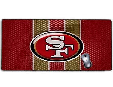 Mialtry Large Gaming Mouse PadStitched Edges Extended Mousepad with NonSlip Rubber Base for Laptop Computer Desktop KeyboardFootball Fans Red Design Mat