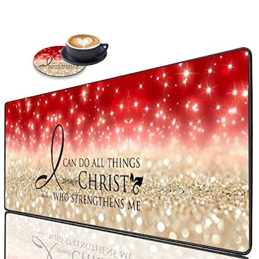 HTTYYTRYT Extended Gaming Mouse Pad with Stitched Edges Large AntiSlip Mouse Pad 315x118 Inches Desk Pad Keyboard Pad Coaster for WorkGamerHome Bible Verse Pink Philippians 413