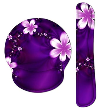AORTDES Ergonomic Keyboard Mouse Pad Wrist Rest Support Set for LaptopComputerDesktopMemory Foam Hand Rest Wrist Cushion for GamingOfficeLightweight Comfortable Pain Relief Purple Flower